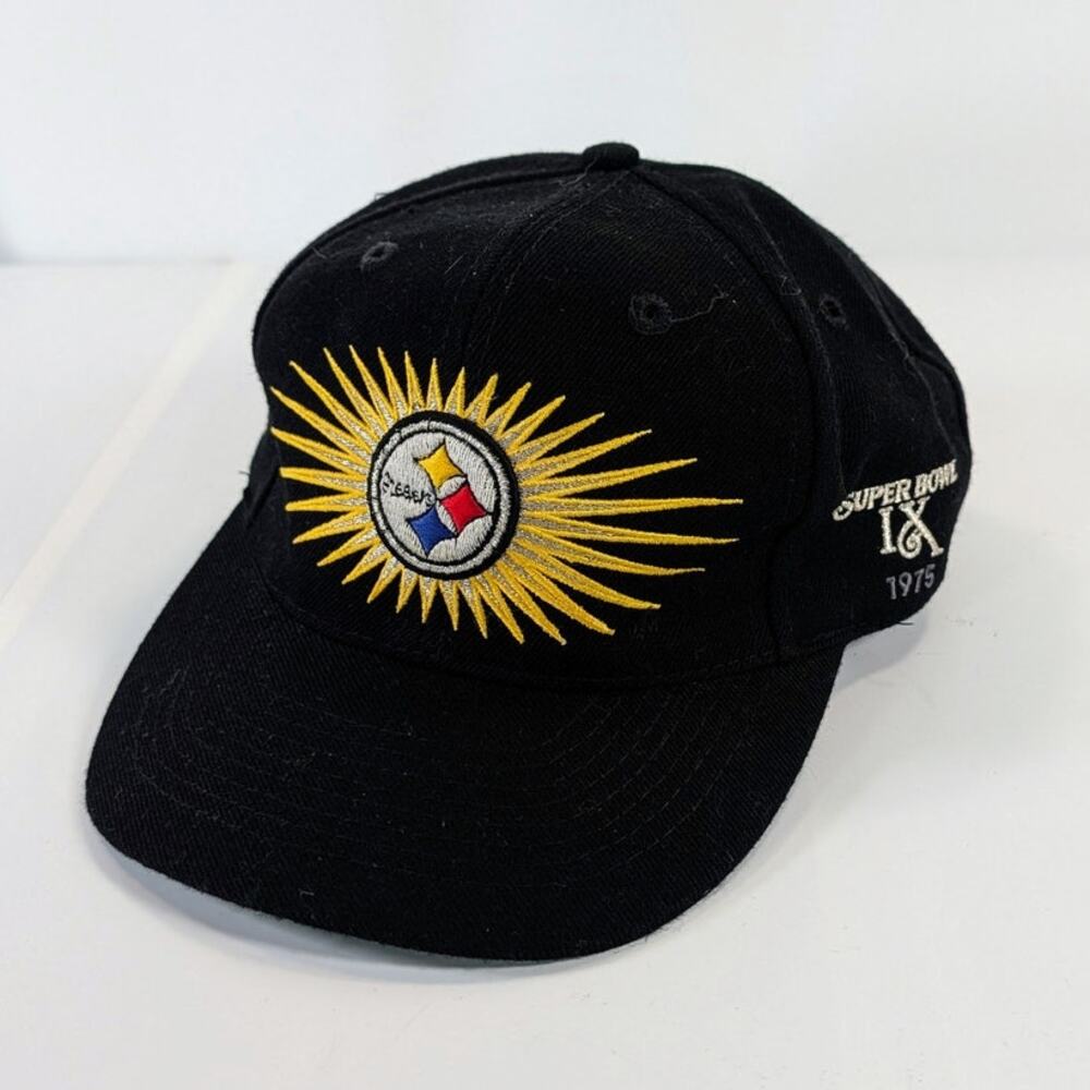 VTG Annco Pittsburgh Steelers 4x Super Bowl Starburst Strapback Cap Hat 90's